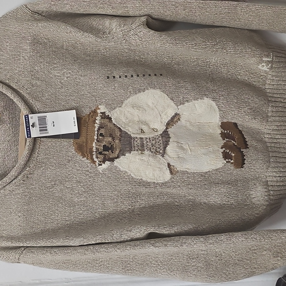 Polo by Ralph Lauren Tan Sweater with Bear Motif - Picture 2 of 6